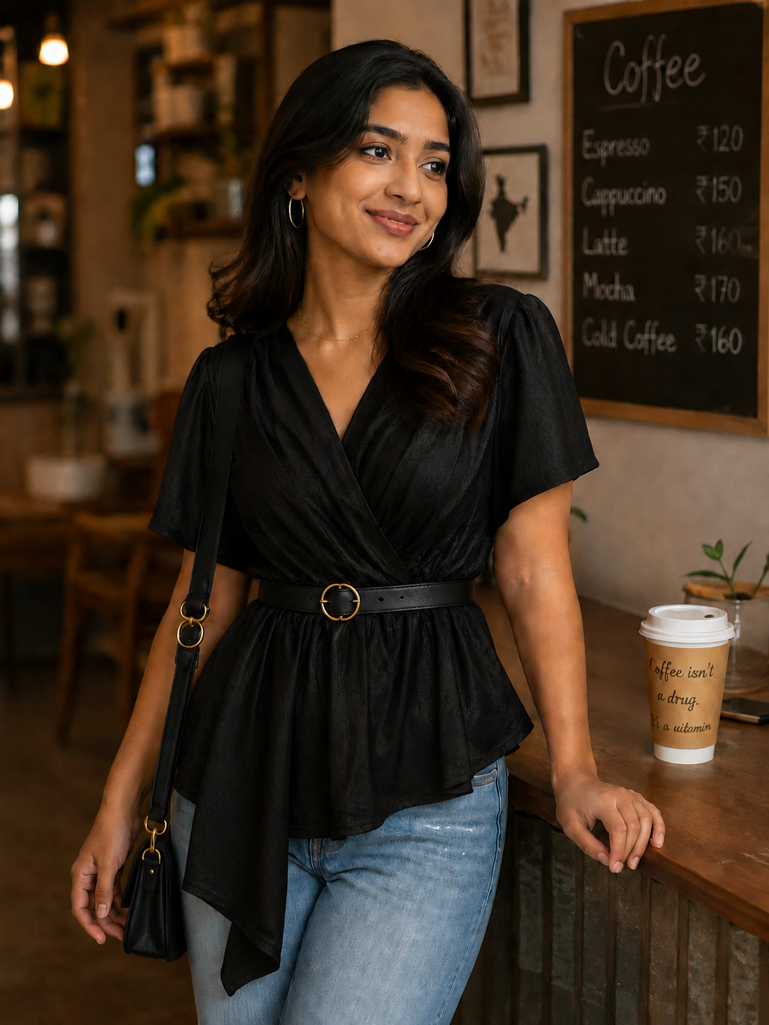 Premium Peplum top with belt