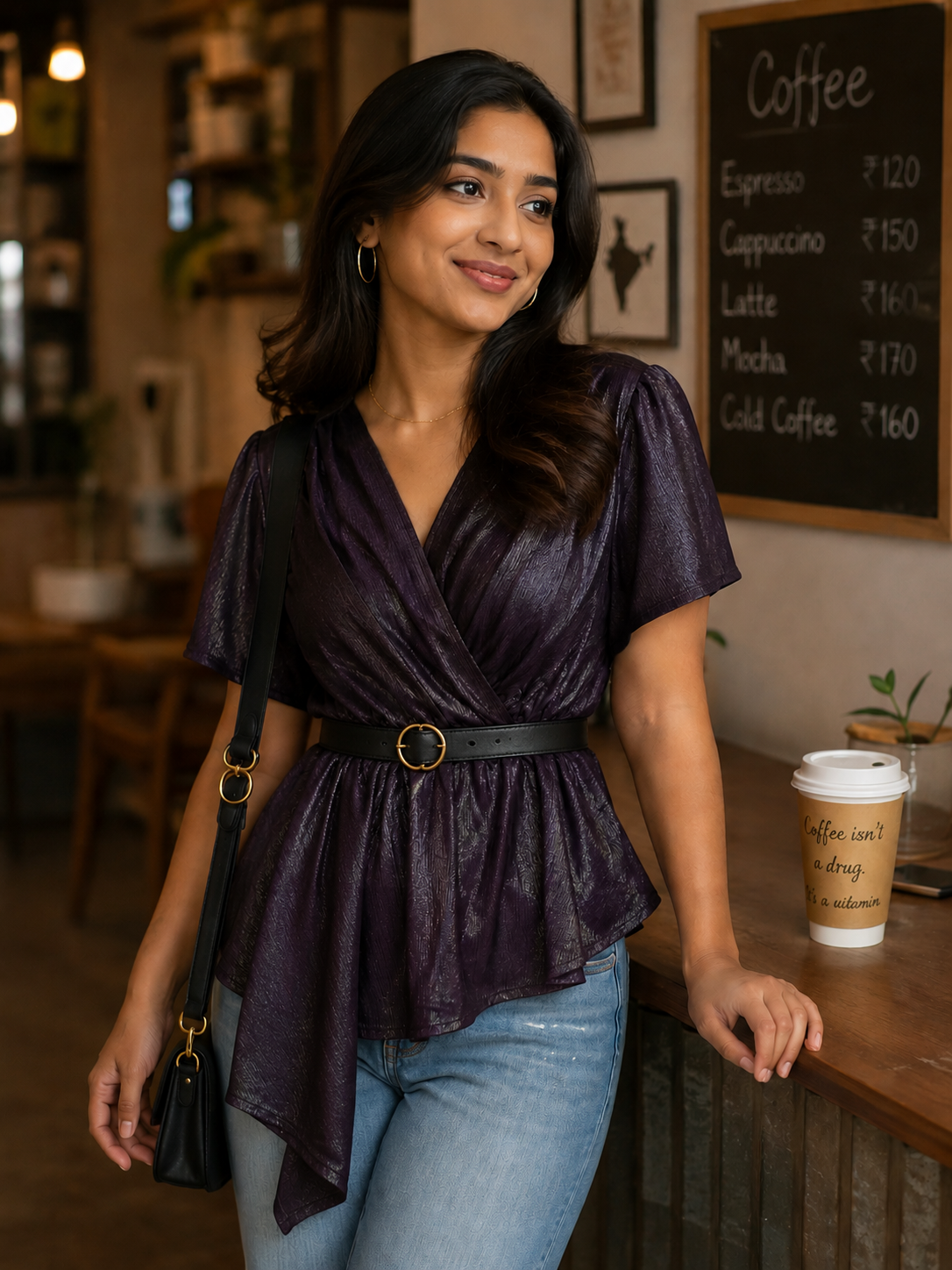 Premium Peplum top with belt