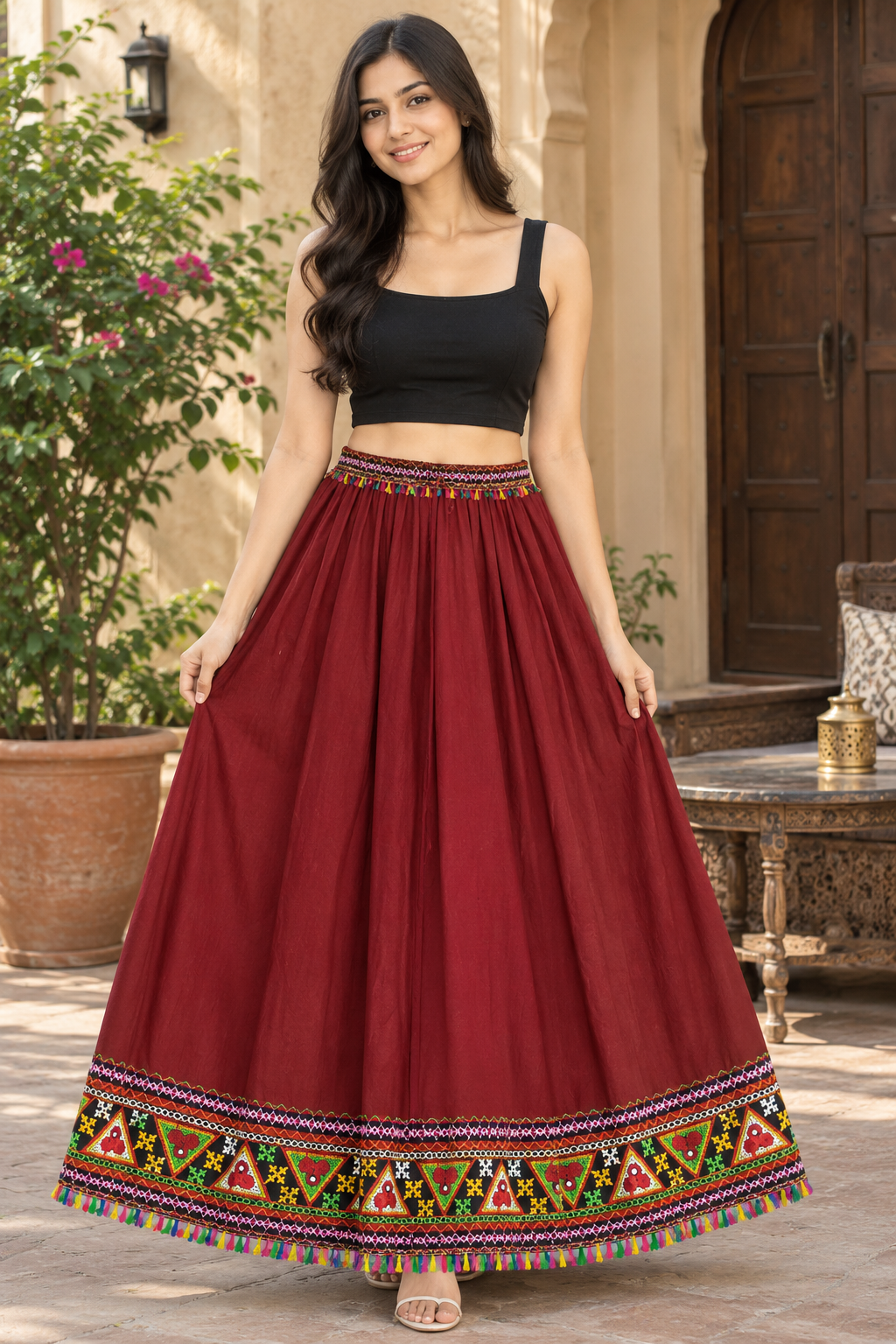 Navratri Special Multicolor Ethnic Embroidered Flared skirt 🌸