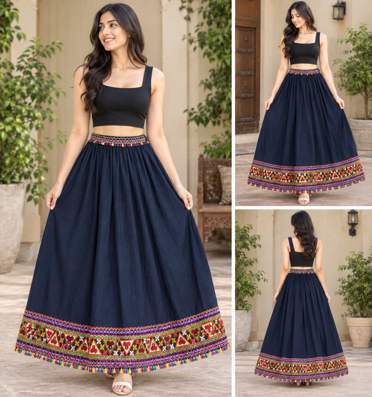 Navratri Special Multicolor Ethnic Embroidered Flared skirt 🌸
