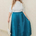 Pleated skirt long length