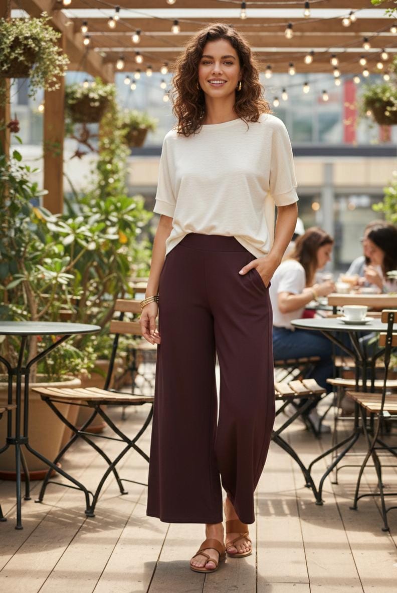 High-Waisted Wide-Leg Culottes with Side Pockets"