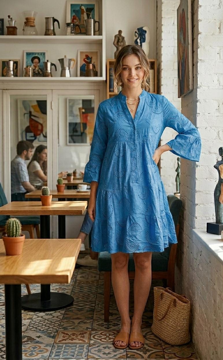 Rosewood Eyelet Tiered Babydoll Dress