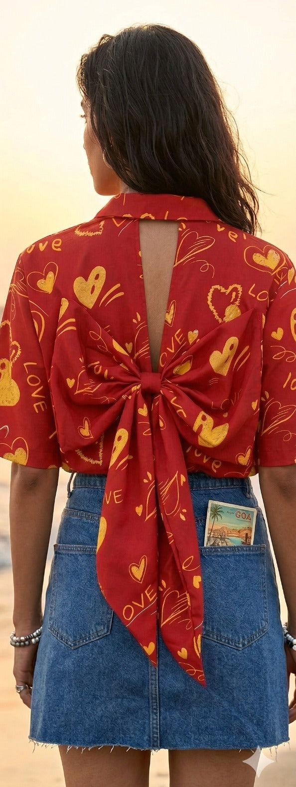 Heart Print Back-Bow shirt