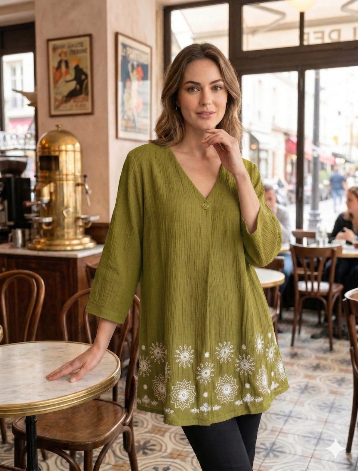 Embroidered V-Neck top