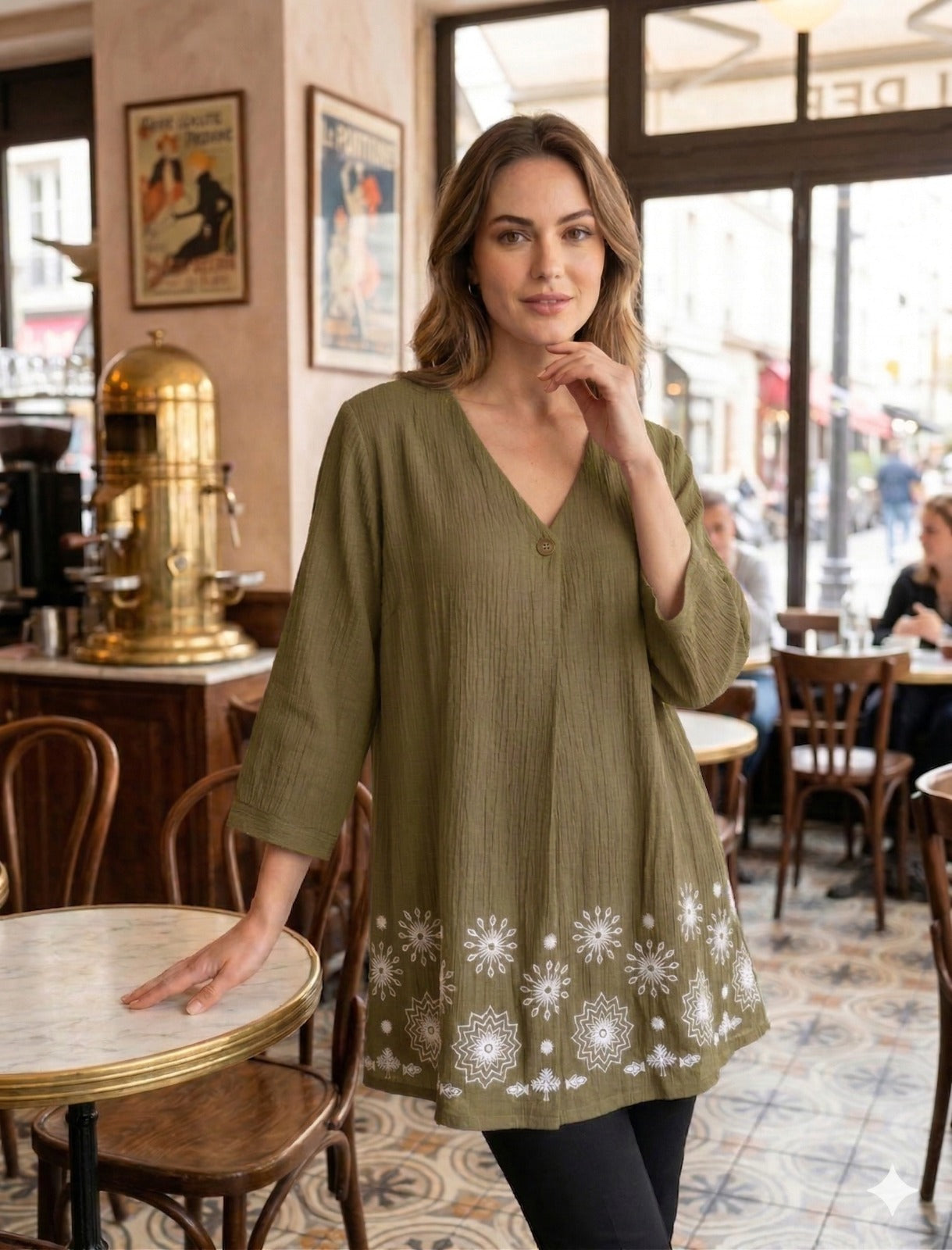 Embroidered V-Neck top