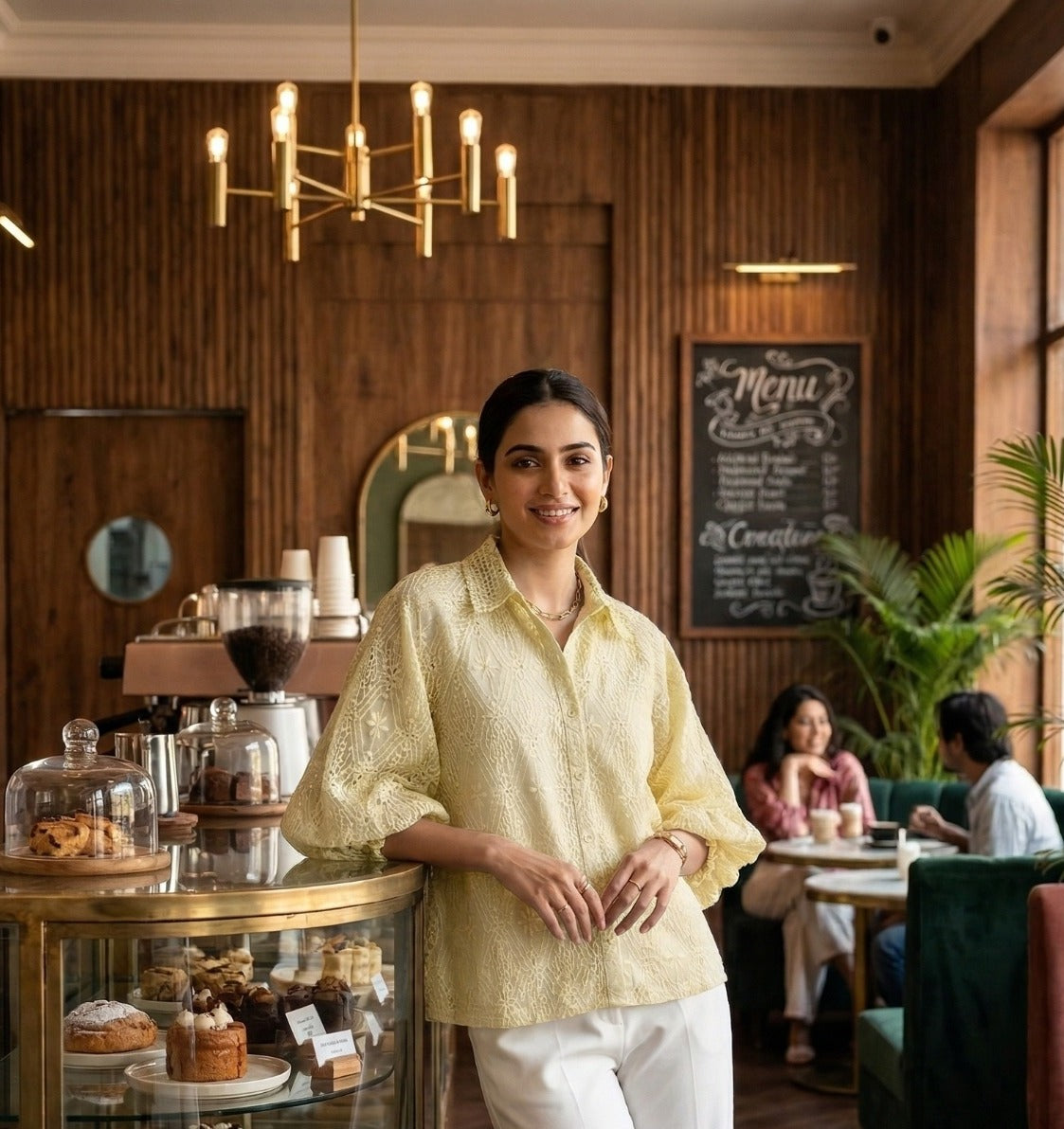 The Floral Eyelet Balloon-Sleeve Shirt