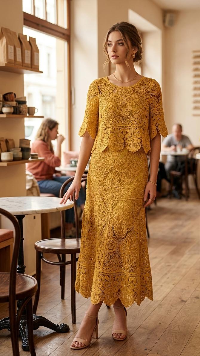 Floral Crochet Skirt top cordset
