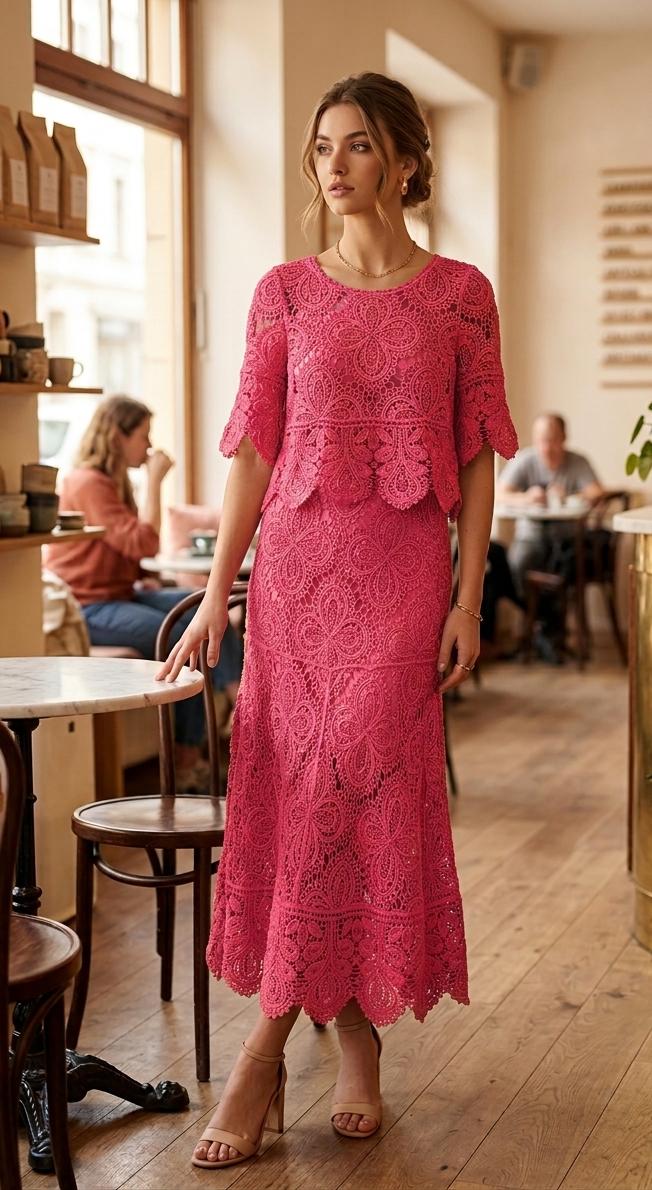 Floral Crochet Skirt top cordset
