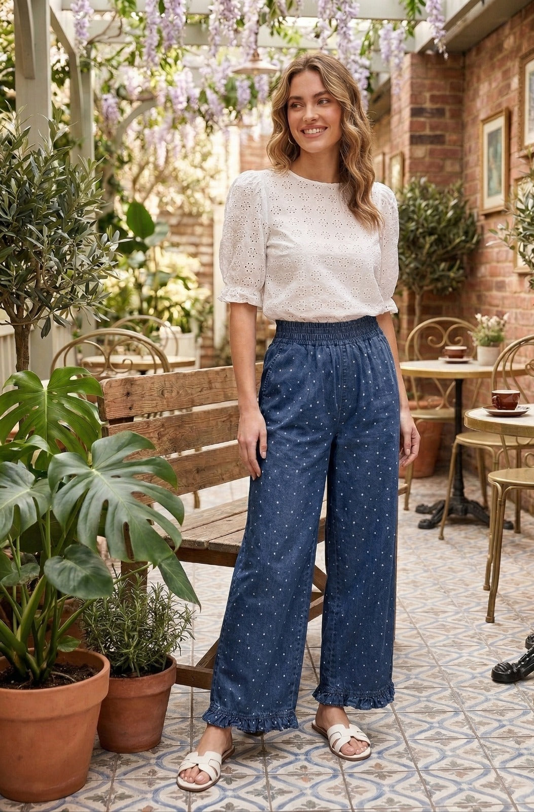 High-Waisted Denim trousers
