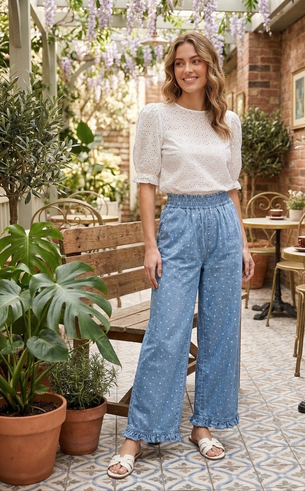 High-Waisted Denim trousers