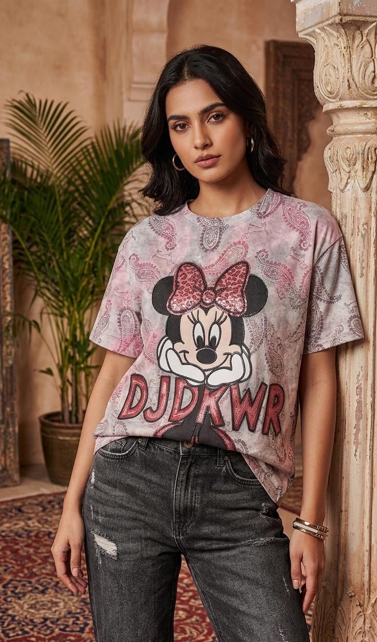 Minnie Mouse Paisley Graphic Oversized Tee
