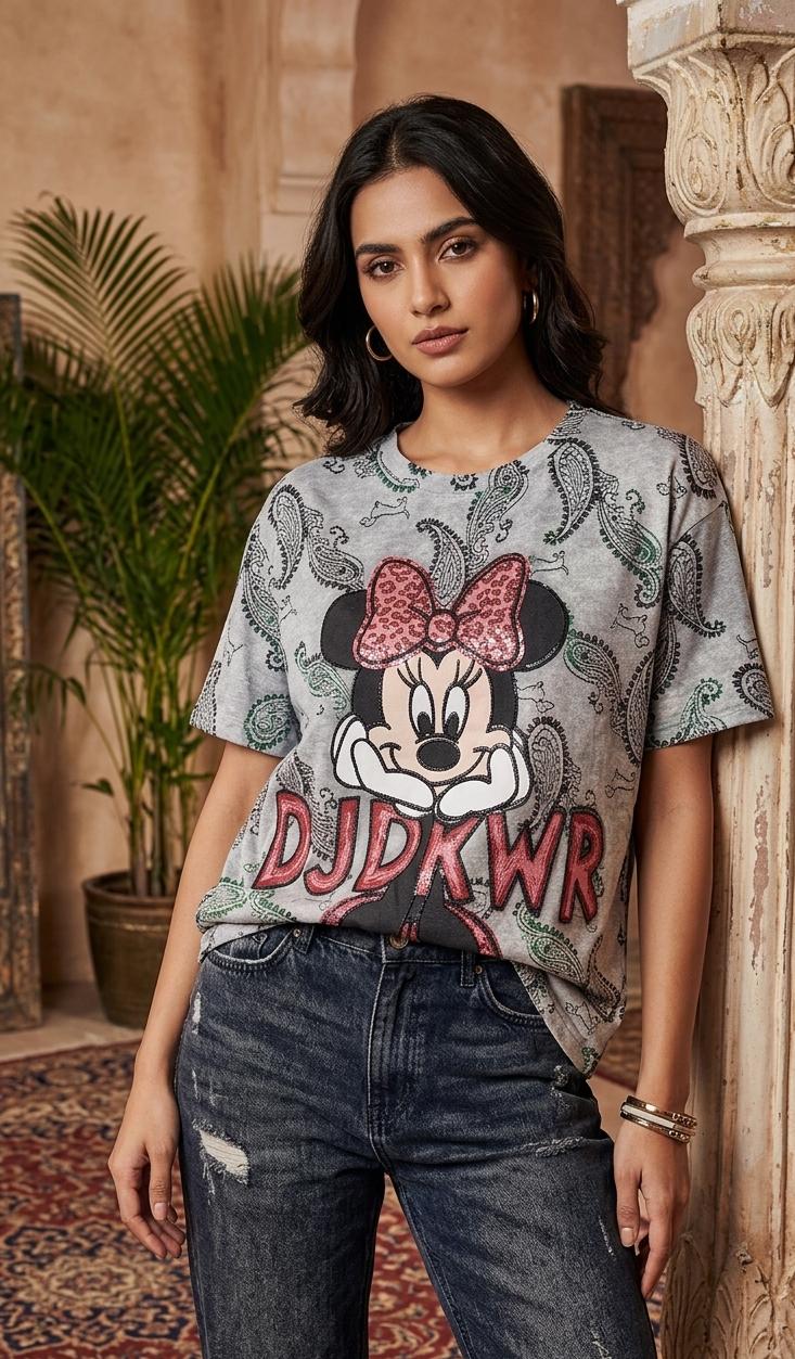 Minnie Mouse Paisley Graphic Oversized Tee