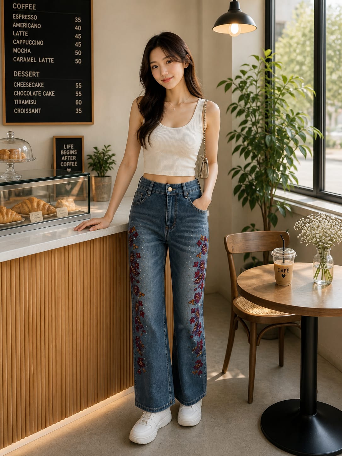 Flora Embroidered High-Rise Denims