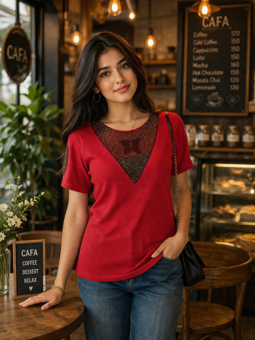 V-Neck Embellished Party Wear Top