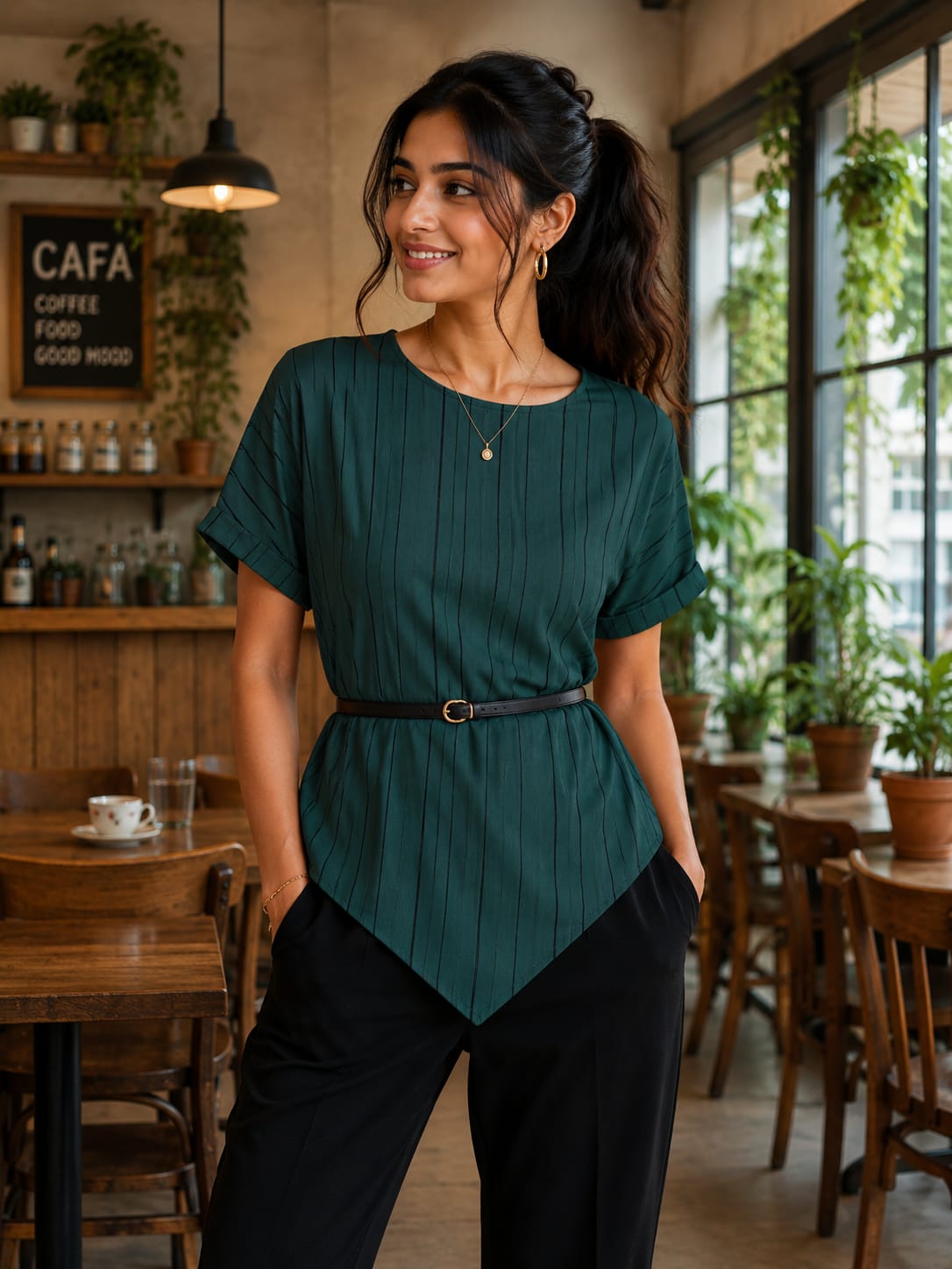 Linear Elegance Pointed with belt top