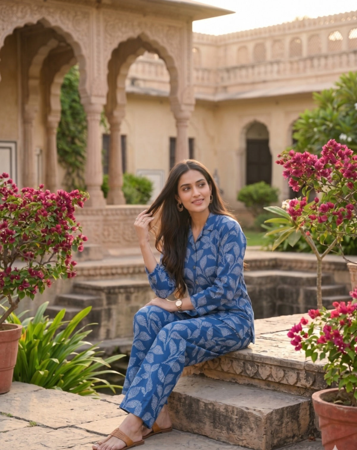 Indigo Heritage Leaf Co-ord Set