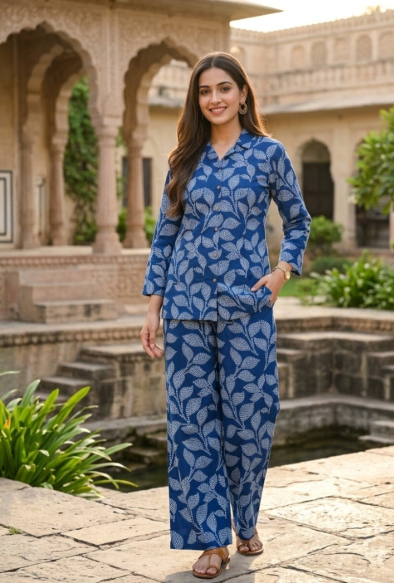 Indigo Heritage Leaf Co-ord Set