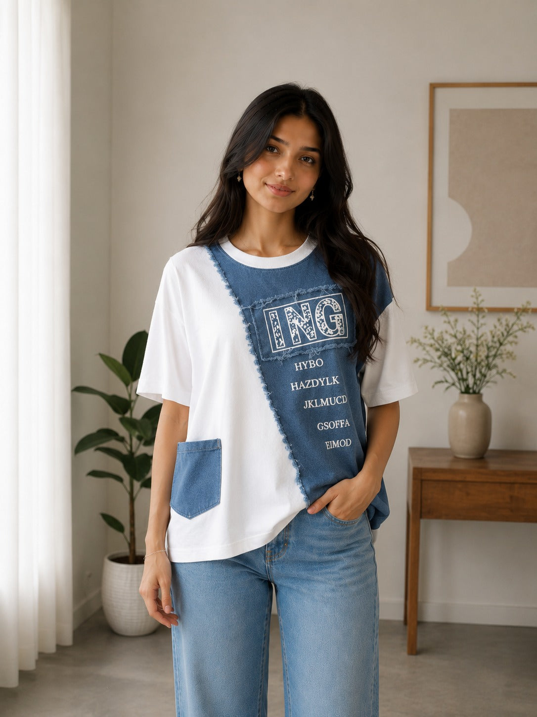 Graphic Denim-Mix Tee