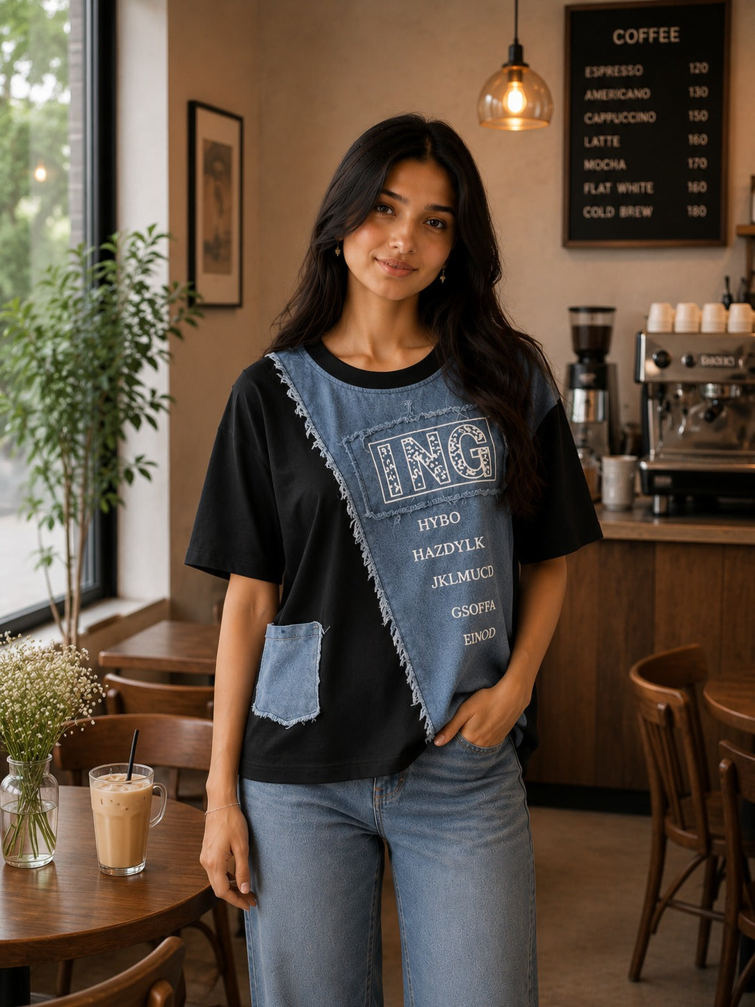 Graphic Denim-Mix Tee