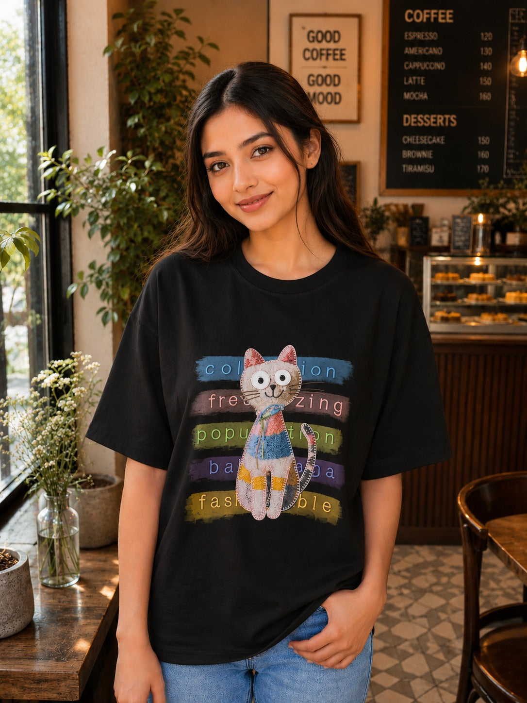 The "Fash-cat-able" Quirky Print T-Shirt