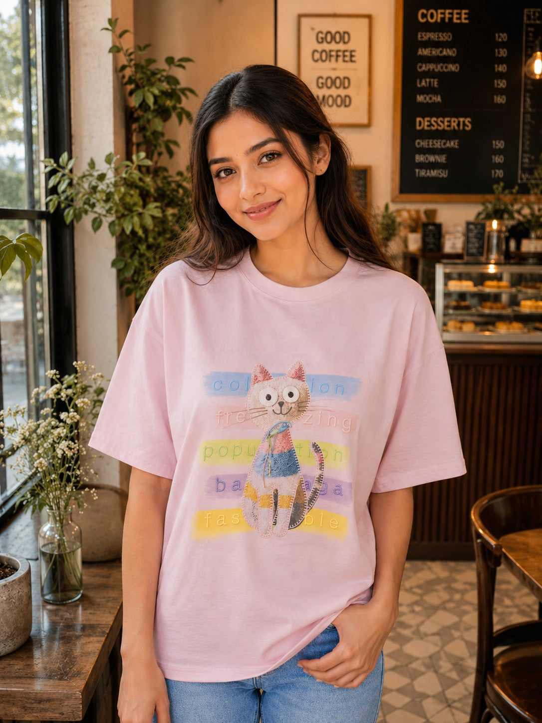 The "Fash-cat-able" Quirky Print T-Shirt