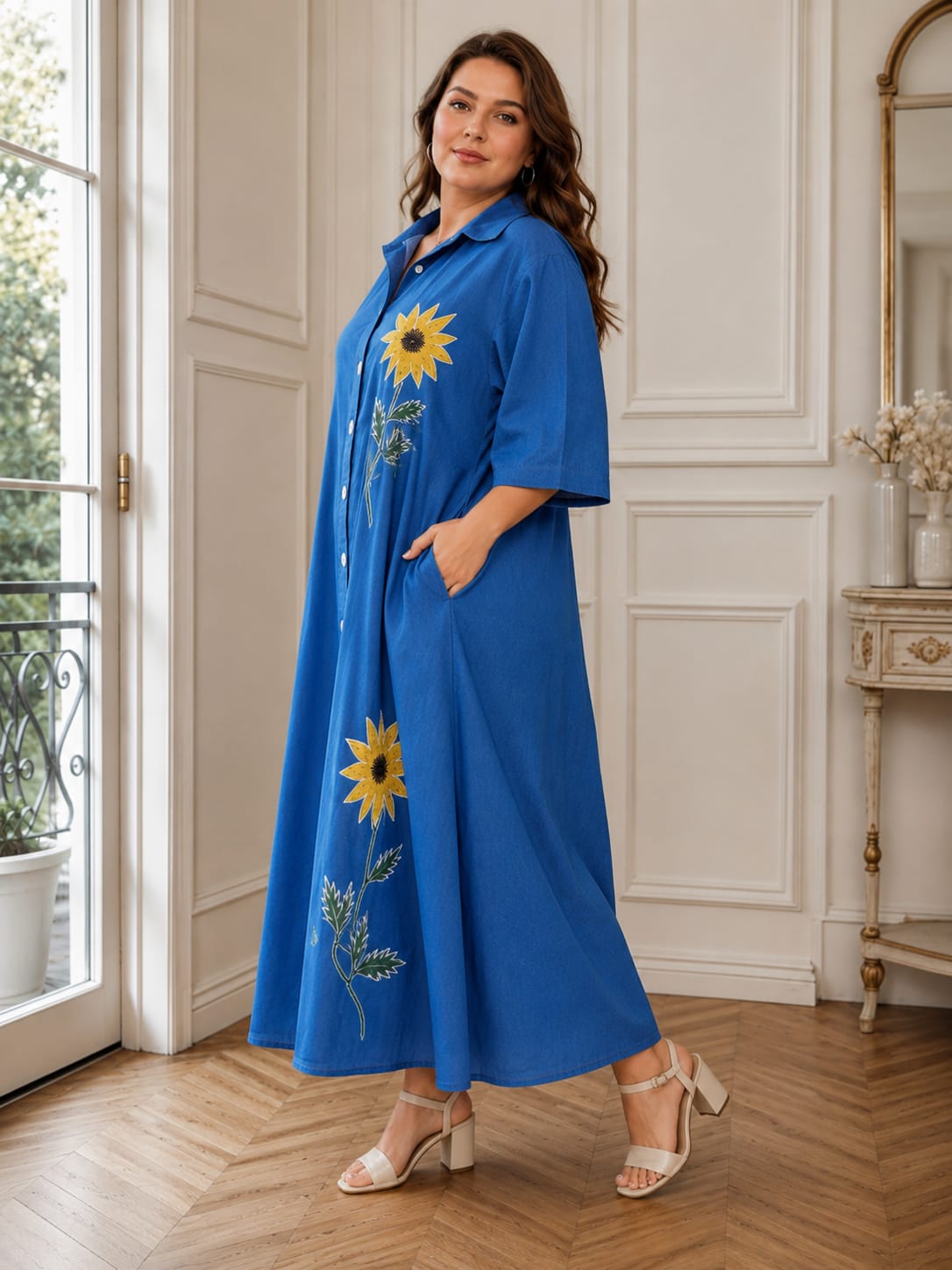 Sunflower Printed Casual Maxi Dress