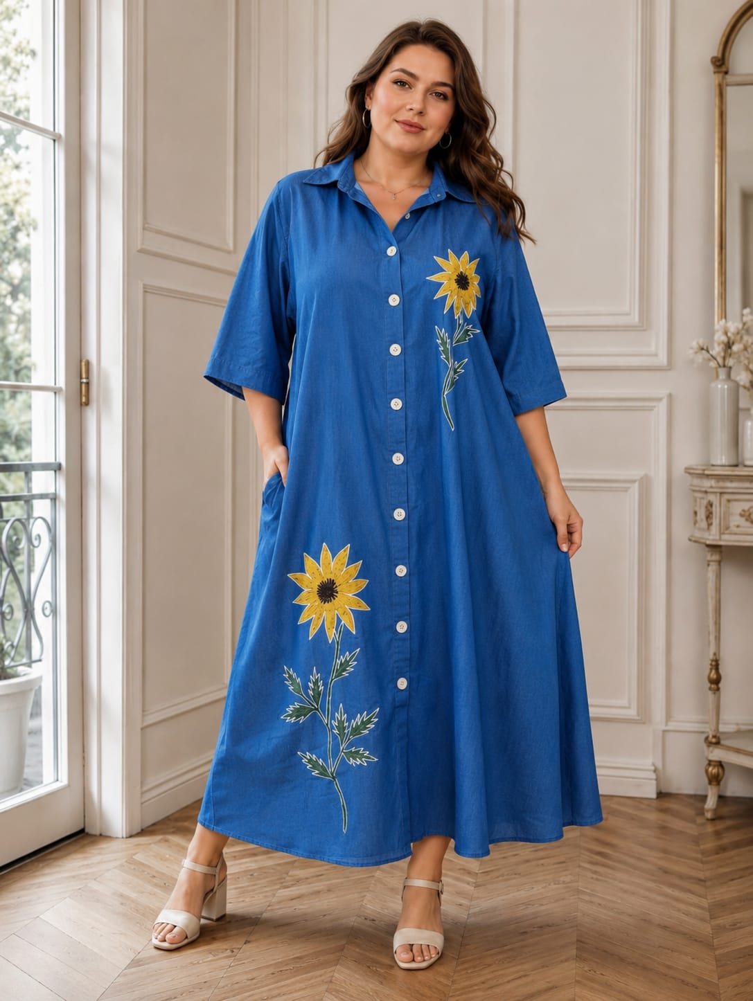Sunflower Printed Casual Maxi Dress