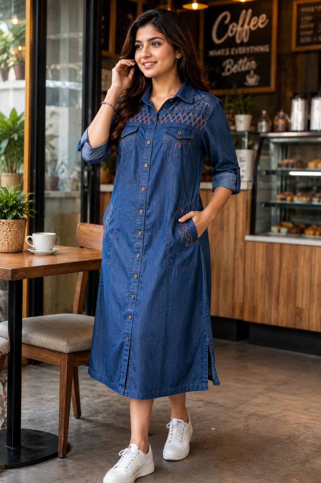 Embroidery Denim Elegance Dress