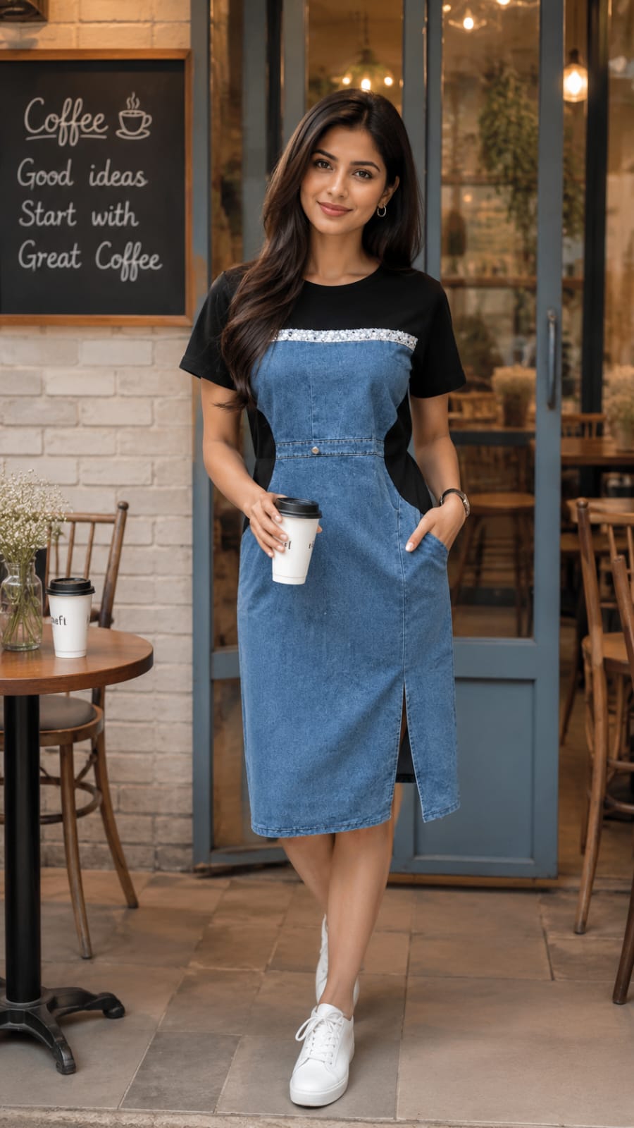 Elegant Denim Fusion Dress