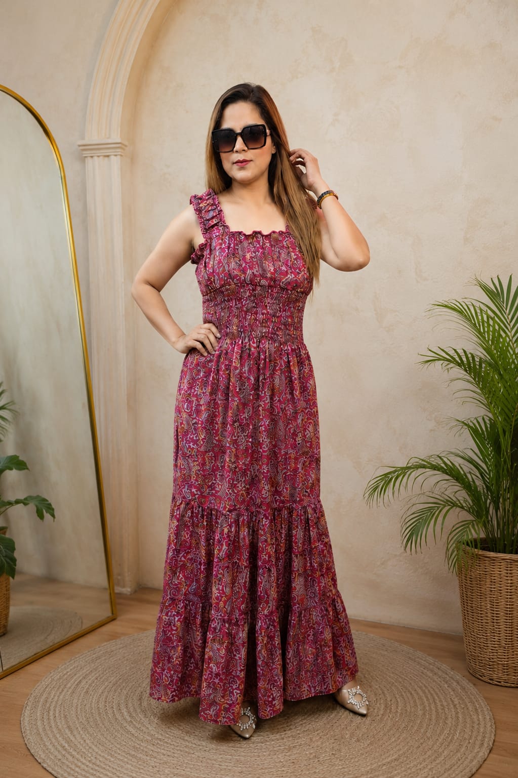 Paisley Print Ruffle Gown 👗