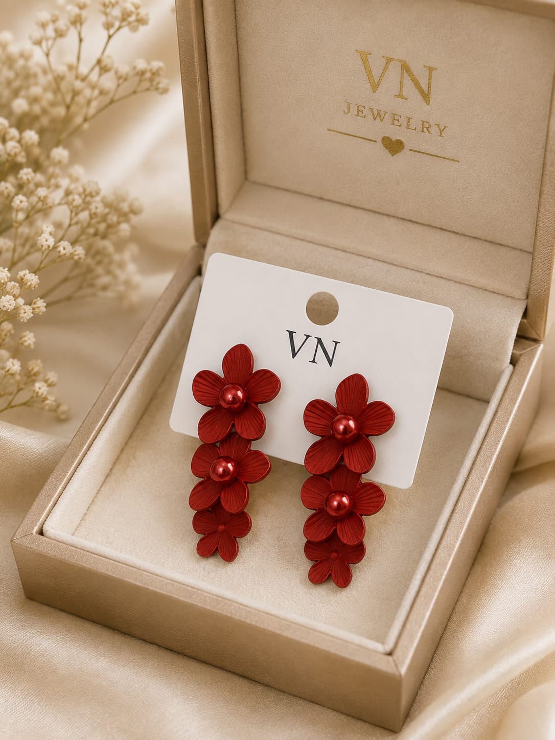 Flower Earrings with Center Pearl Detail