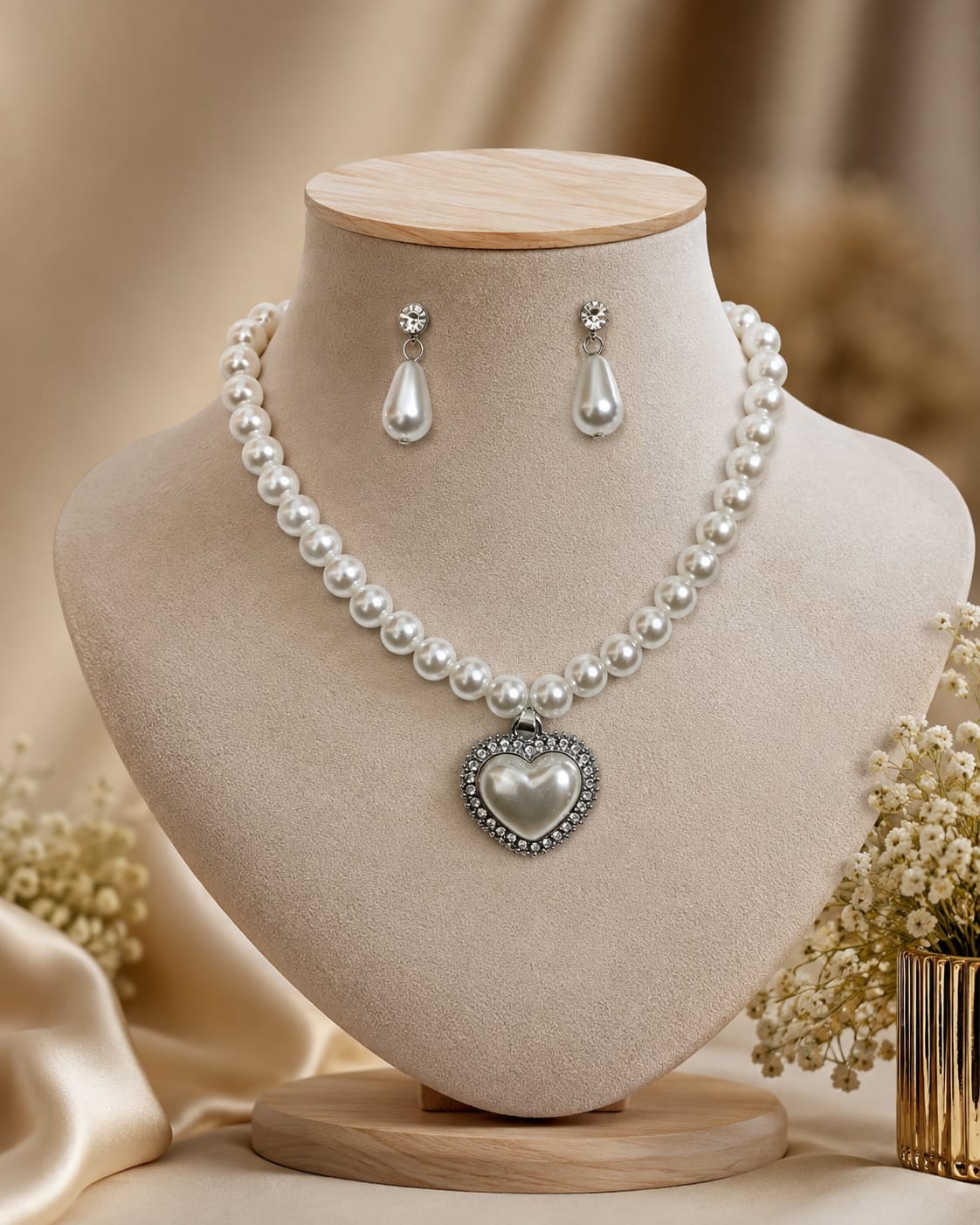 Elegant Pearl Charm Necklace
