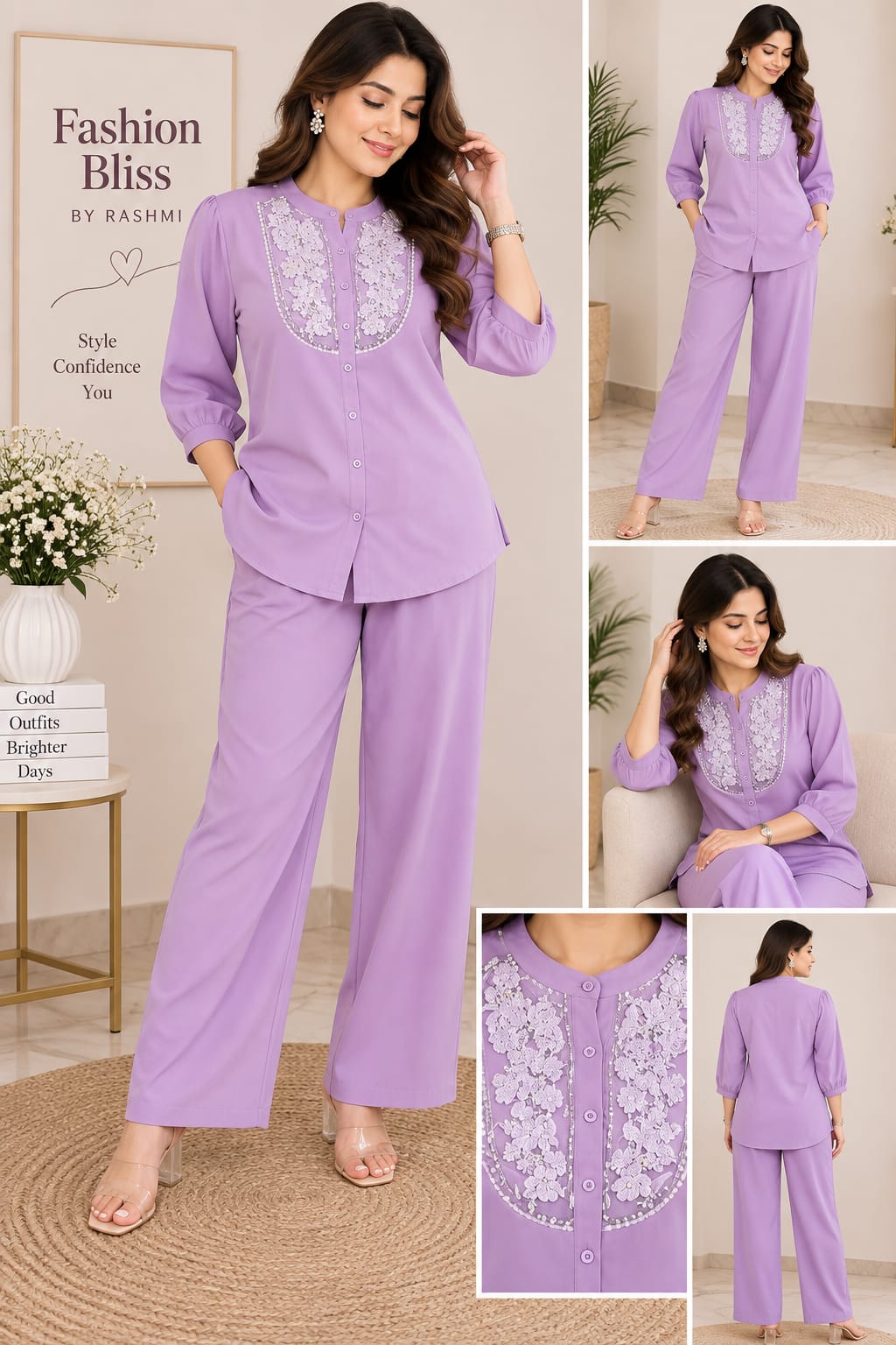 Royal Bloom Embroidered Cord Set