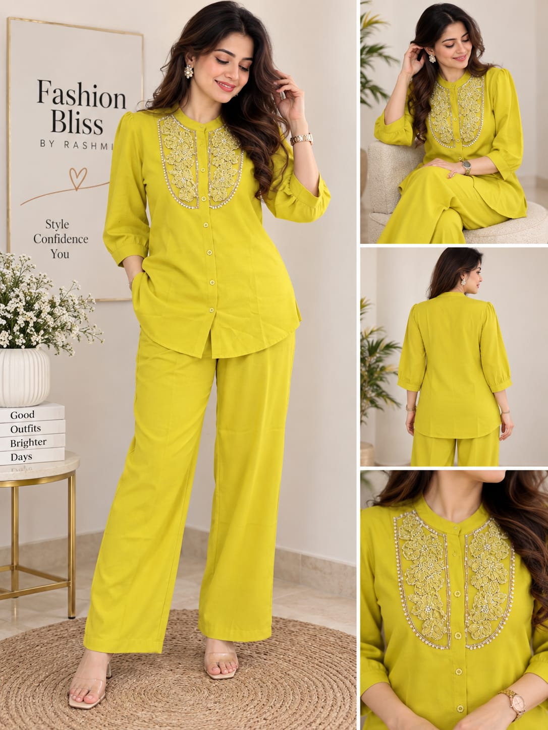 Royal Bloom Embroidered Cord Set