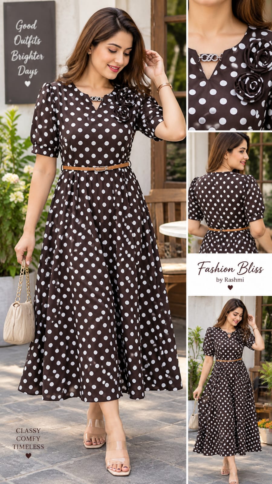 Women’s Polka Dot Fit & Flare Midi Dress