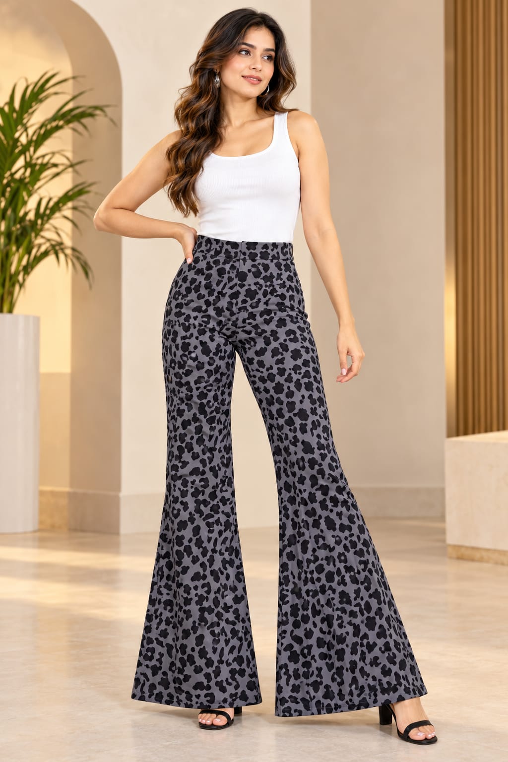 Wild Chic – Leopard Print High-Waist Bell Bottom Pants ✨