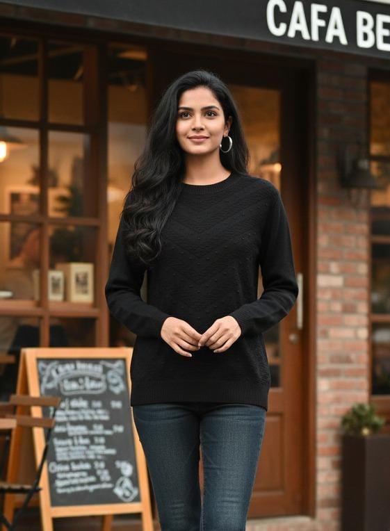 "V" shaped texture winter top