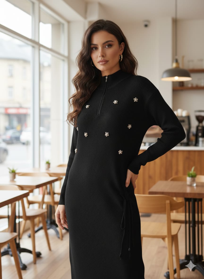 Dress with Pearl Flowers