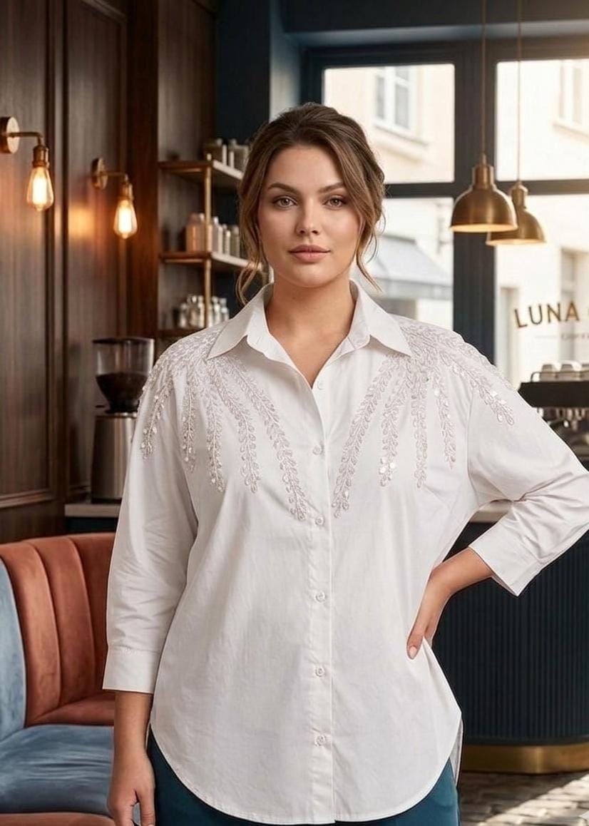 The Pastel Petal Embroidered Oversized Shirt