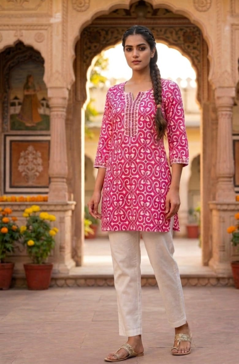 Royal Jaipuri Printed Cotton Short Kurti