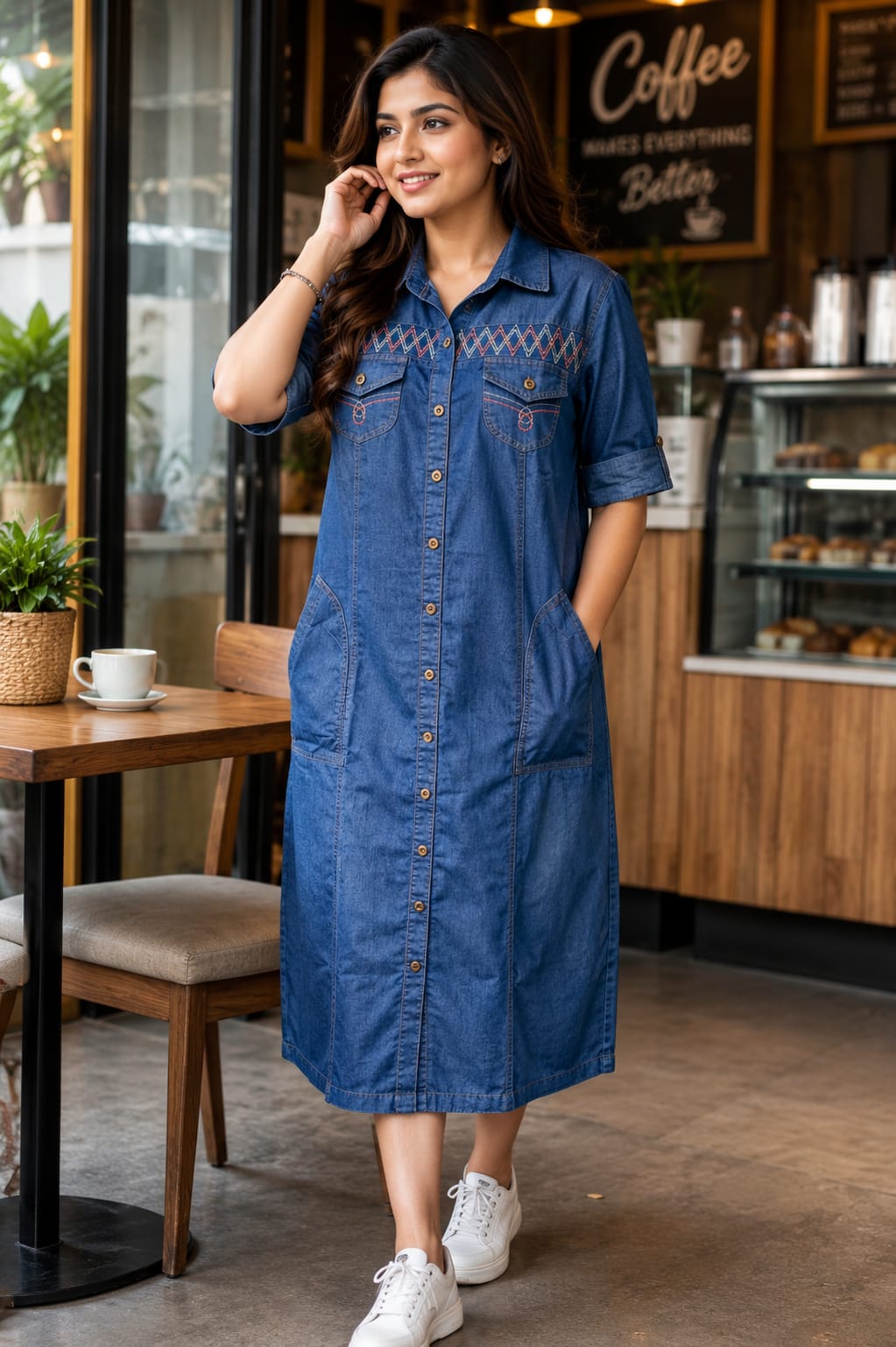 Embroidery Denim Elegance Dress