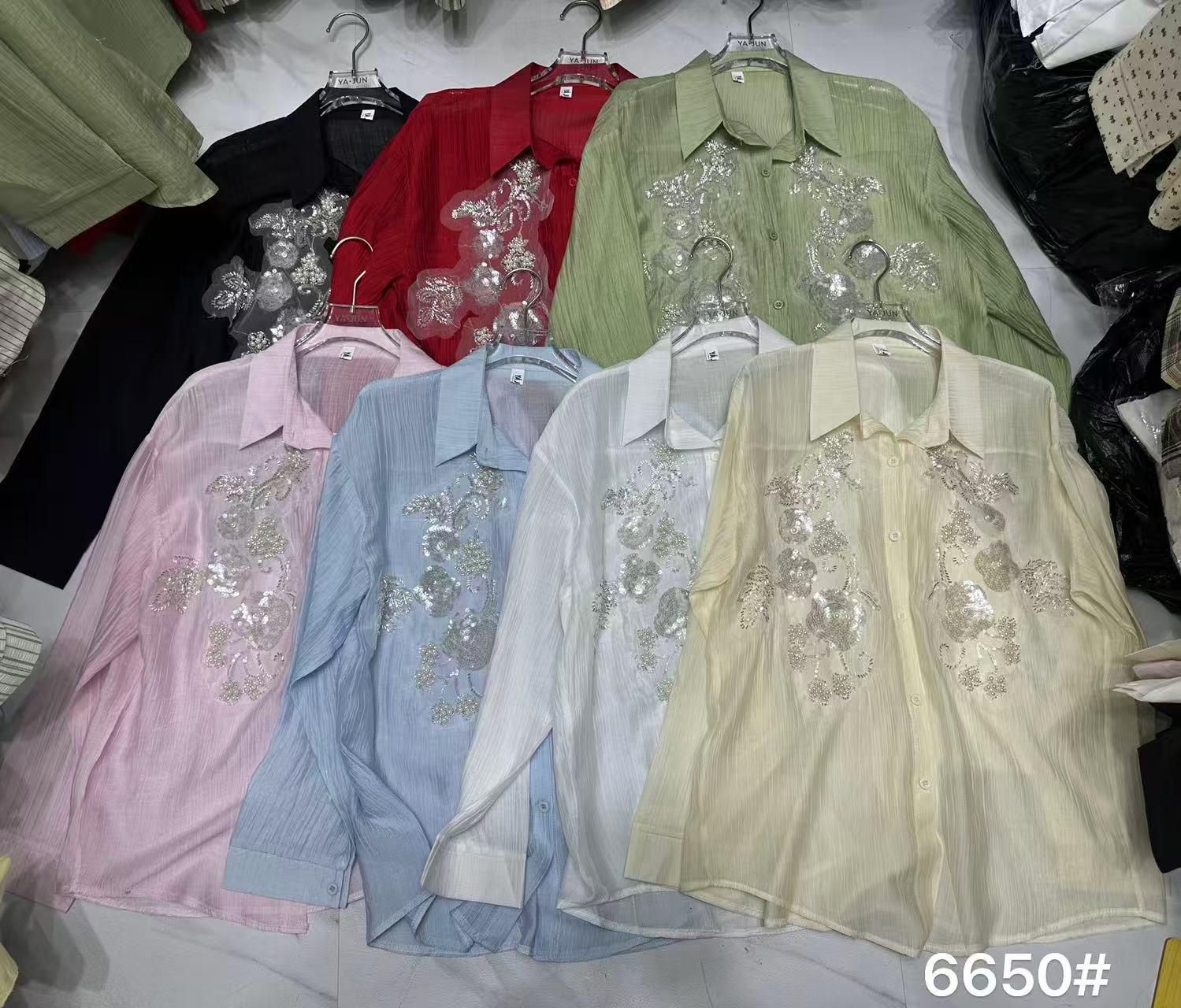 "Sequin Floral Sheer Shirts – Summer bold shades