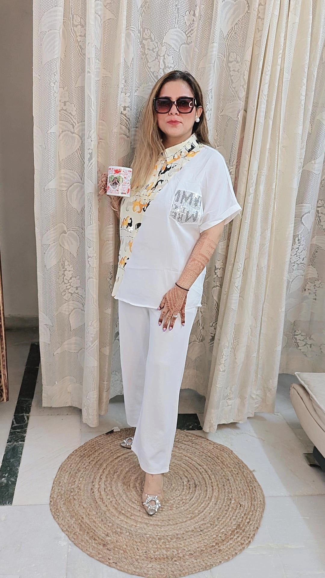 Imported fabric camel print shirt