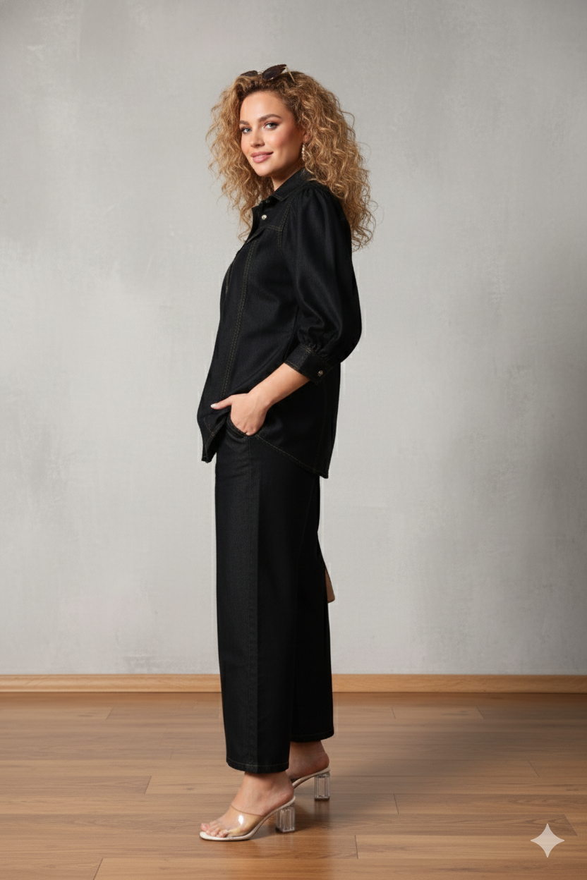 Bold in Black:The Ultimate Denim Coord Set