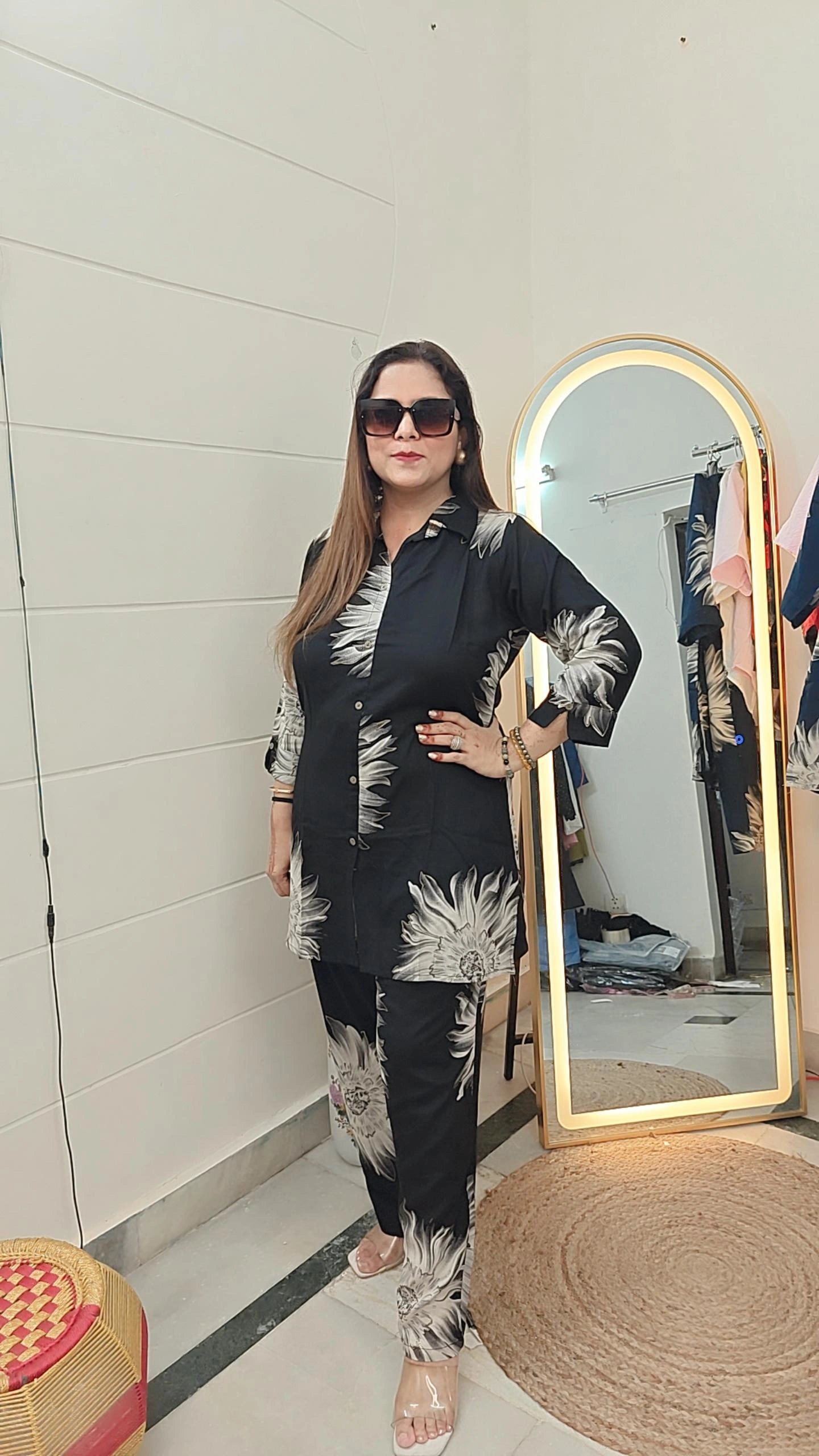 "Monochrome Floral Statement Coord Set"