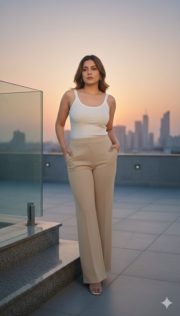 Wide leg high waist office / casual trousers