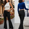 Modely Pearls Beaded Split Hem Flare Leg Pants - White
