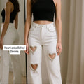 Heart denim white
