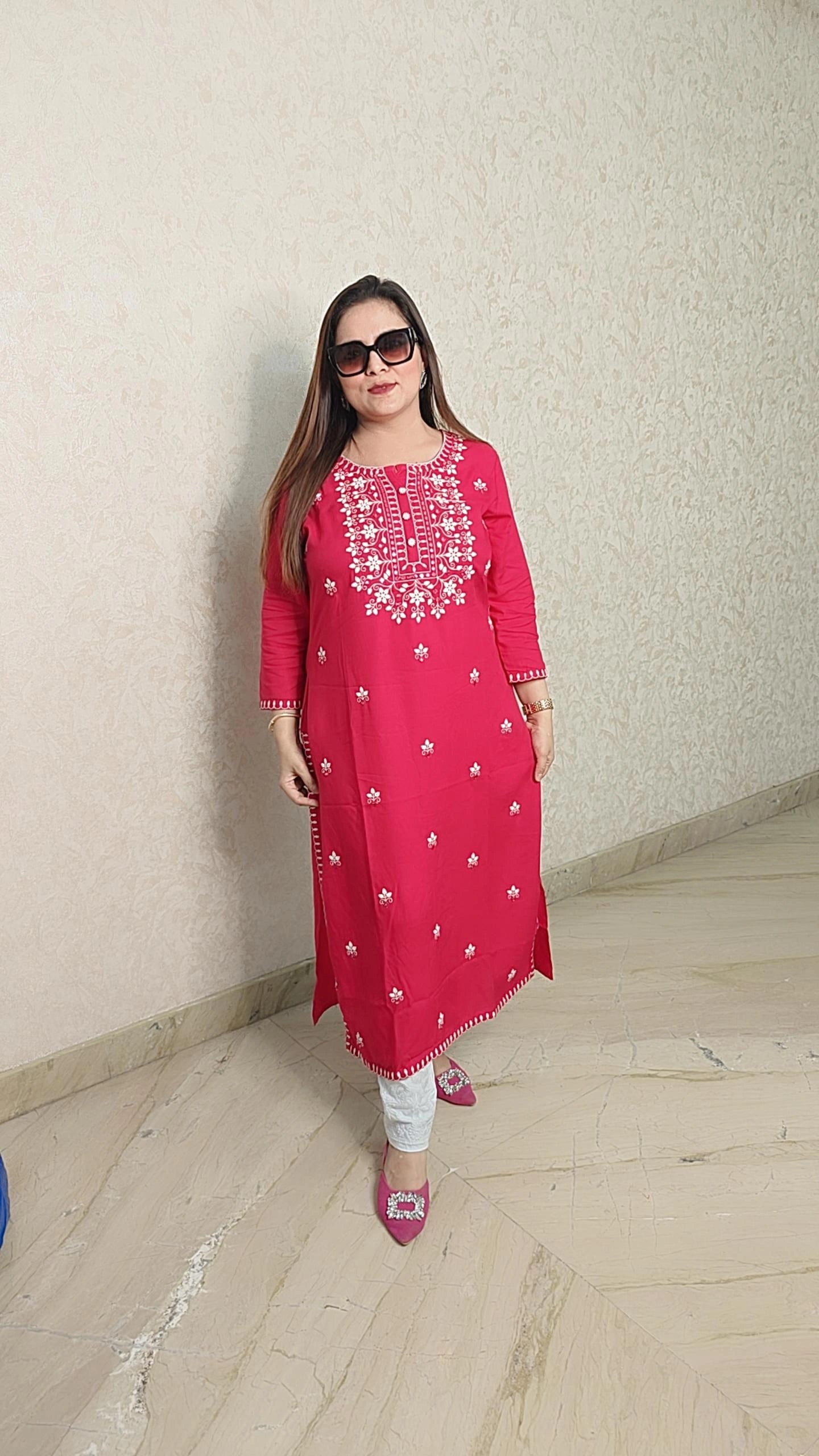 Summer embroidery long kurti